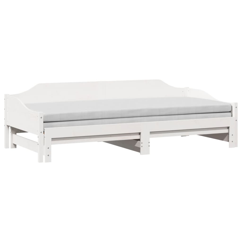 Lit de repos extensible blanc 90x200 cm en pin massif