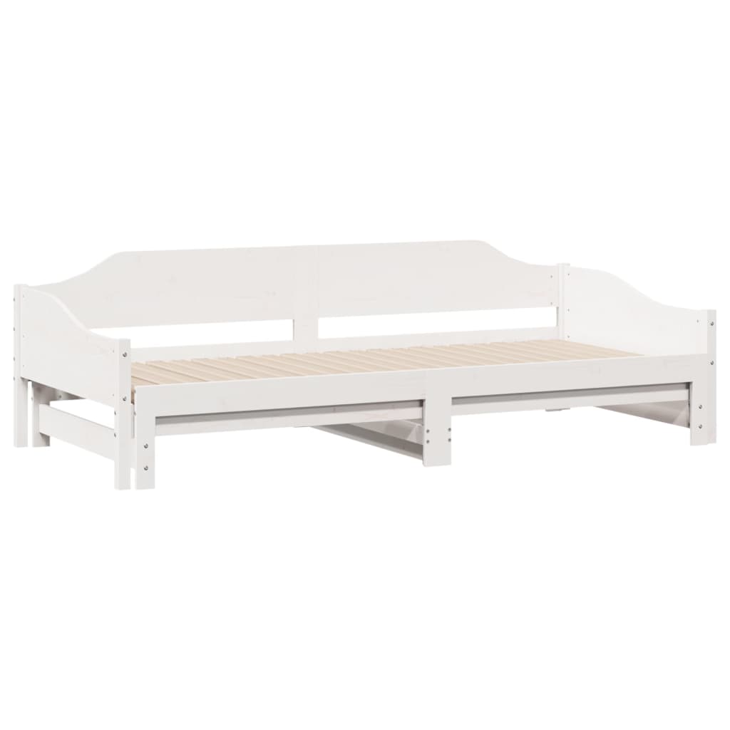 Lit de repos extensible blanc 90x200 cm en pin massif