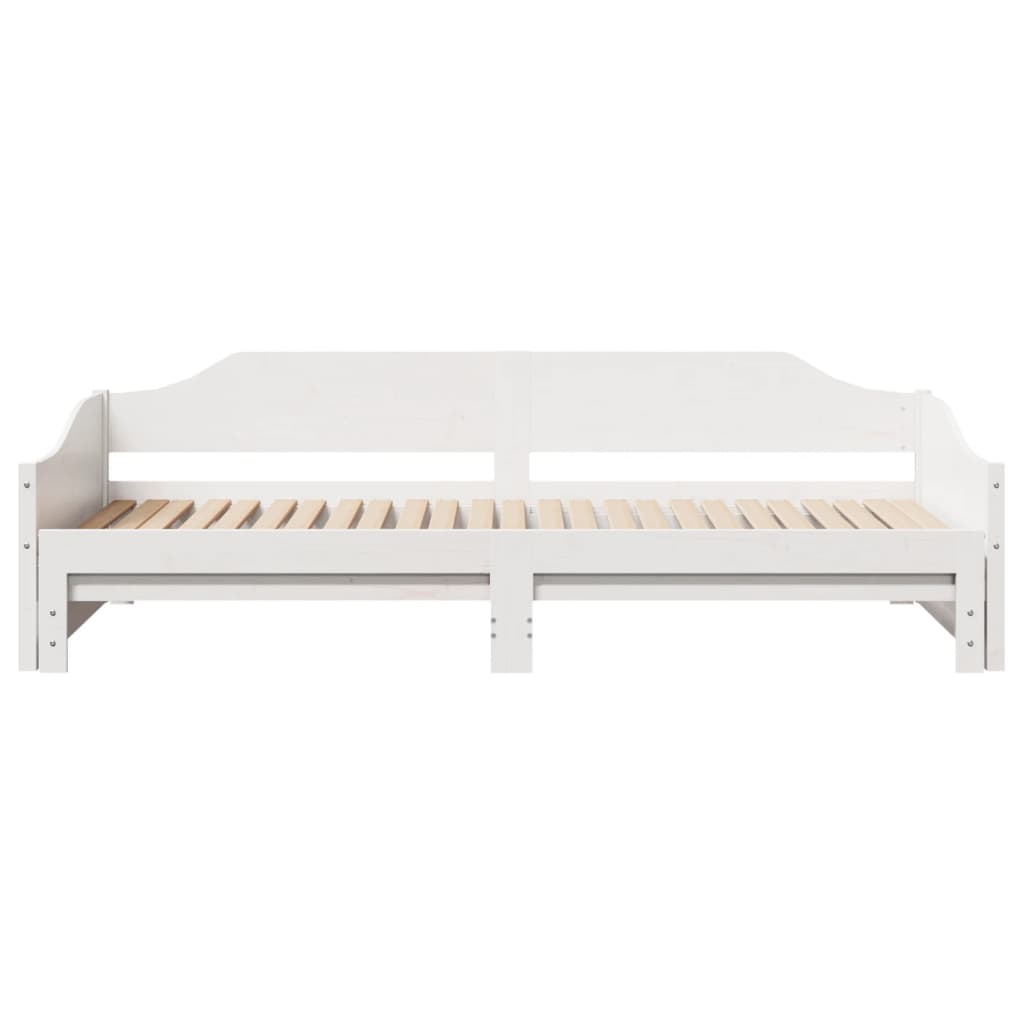 Lit de repos extensible blanc 90x200 cm en pin massif