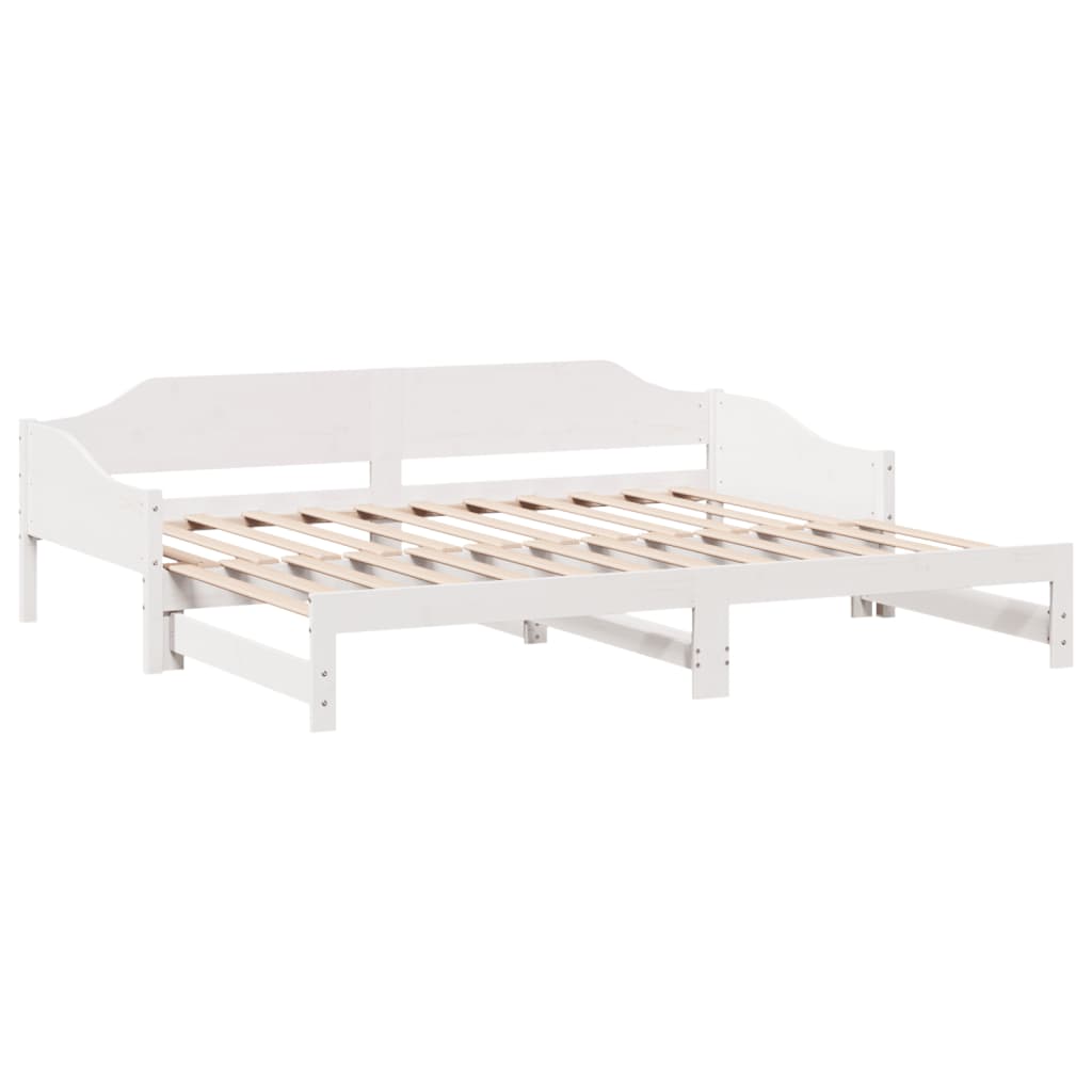 Lit de repos extensible blanc 90x200 cm en pin massif