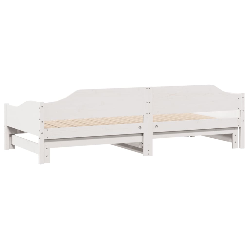 Lit de repos extensible blanc 90x200 cm en pin massif