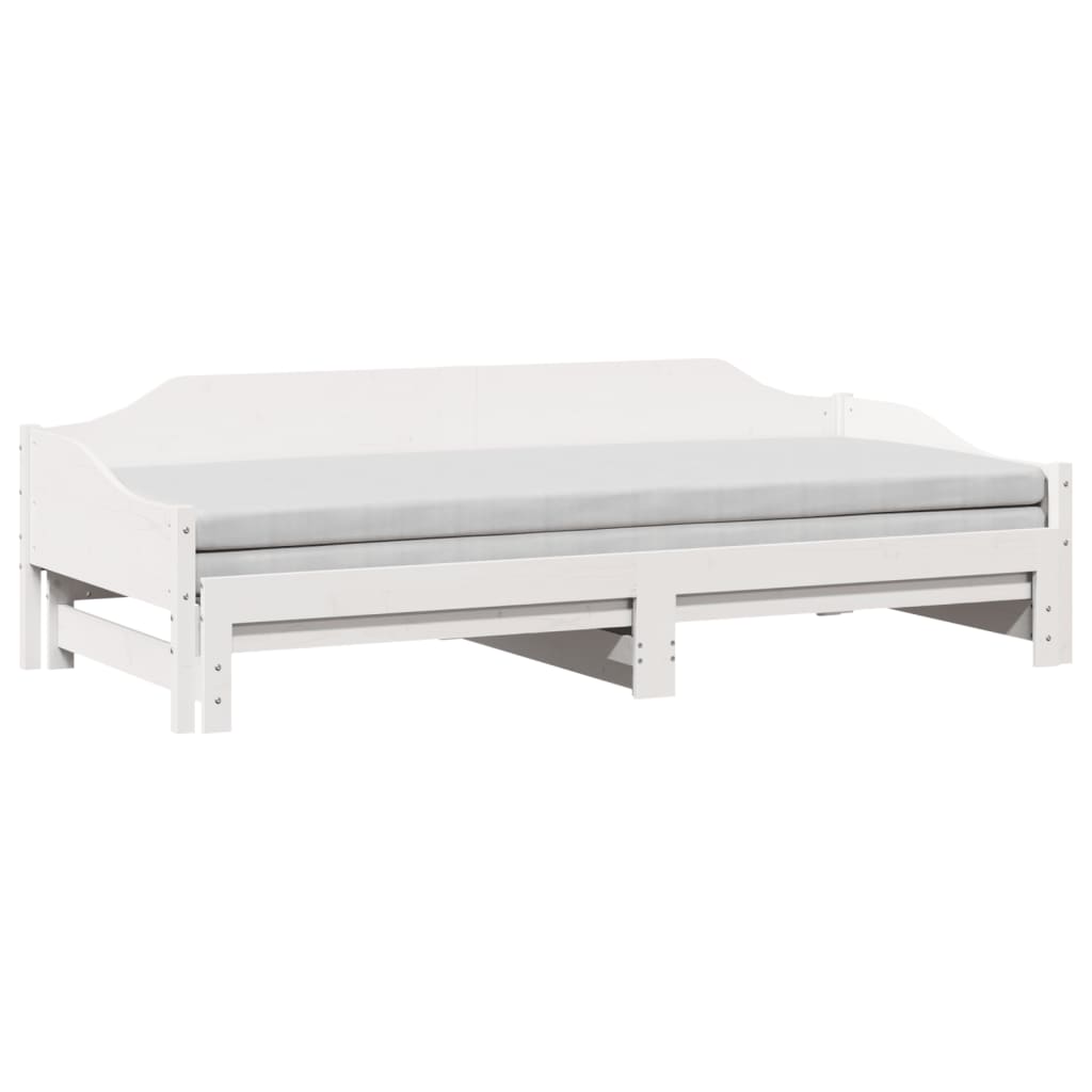 Lit de repos extensible blanc 90x190 cm en pin massif