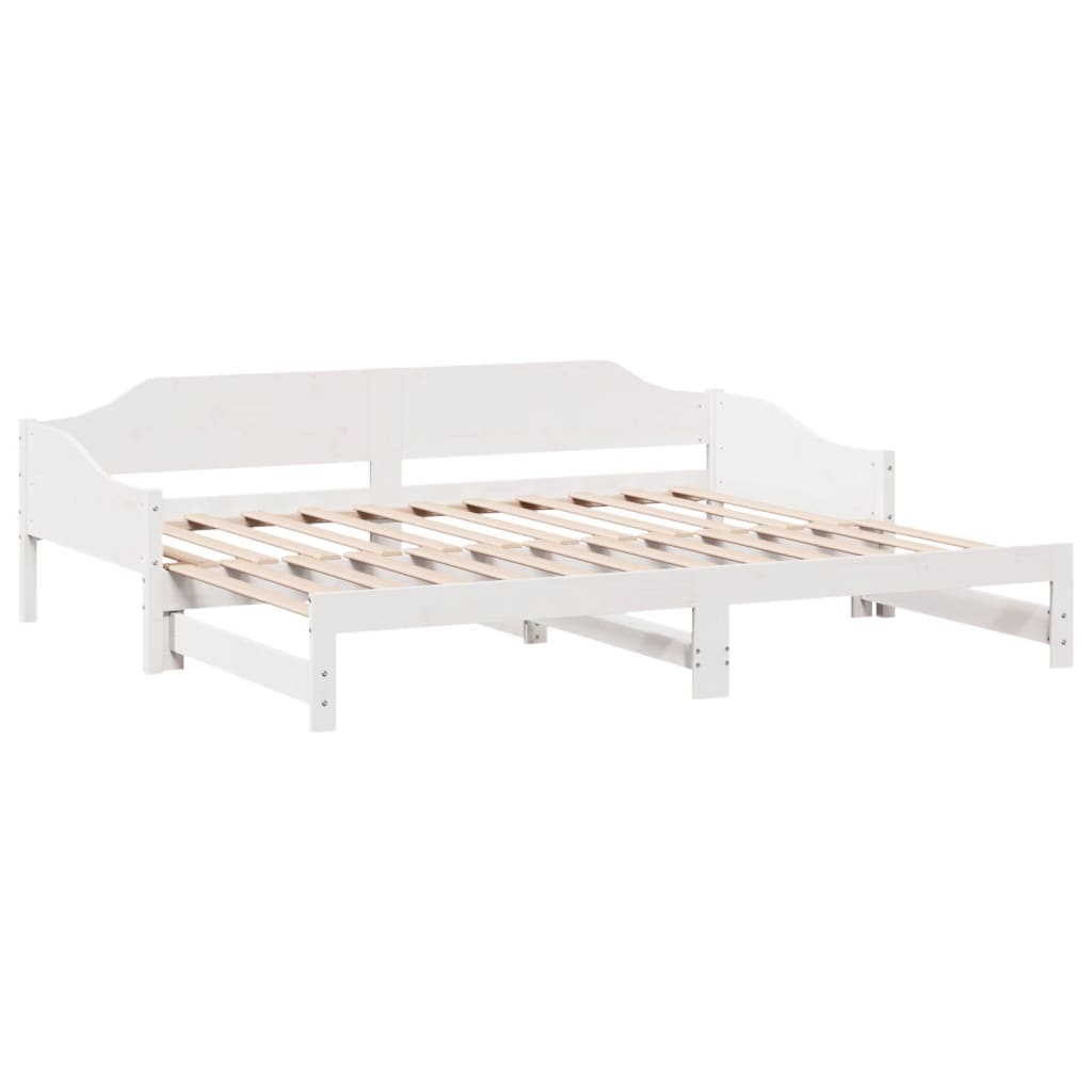 Lit de repos extensible blanc 90x190 cm en pin massif