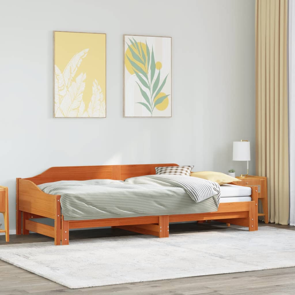 Lit de repos extensible sans matelas 90x190 cm en bois massif