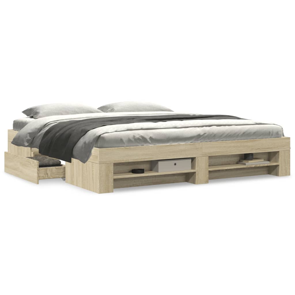 Bettgestell ohne Matratze Sonoma-Eiche 180x200 cm Holzwerkstoff