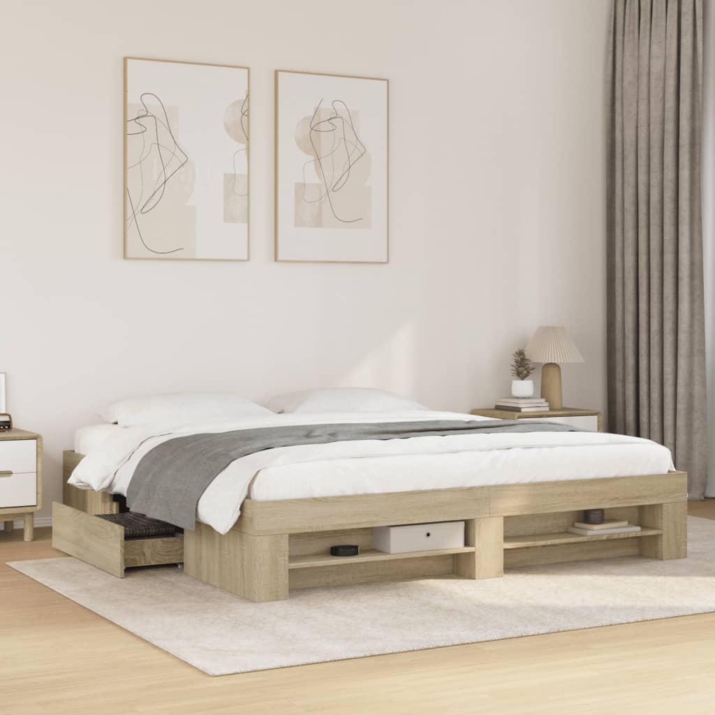 Bettgestell ohne Matratze Sonoma-Eiche 180x200 cm Holzwerkstoff