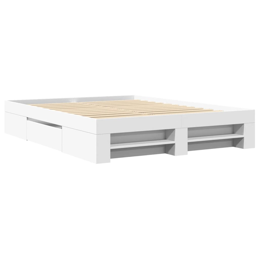 Bettgestell ohne Matratze Weiß 160x200 cm Holzwerkstoff