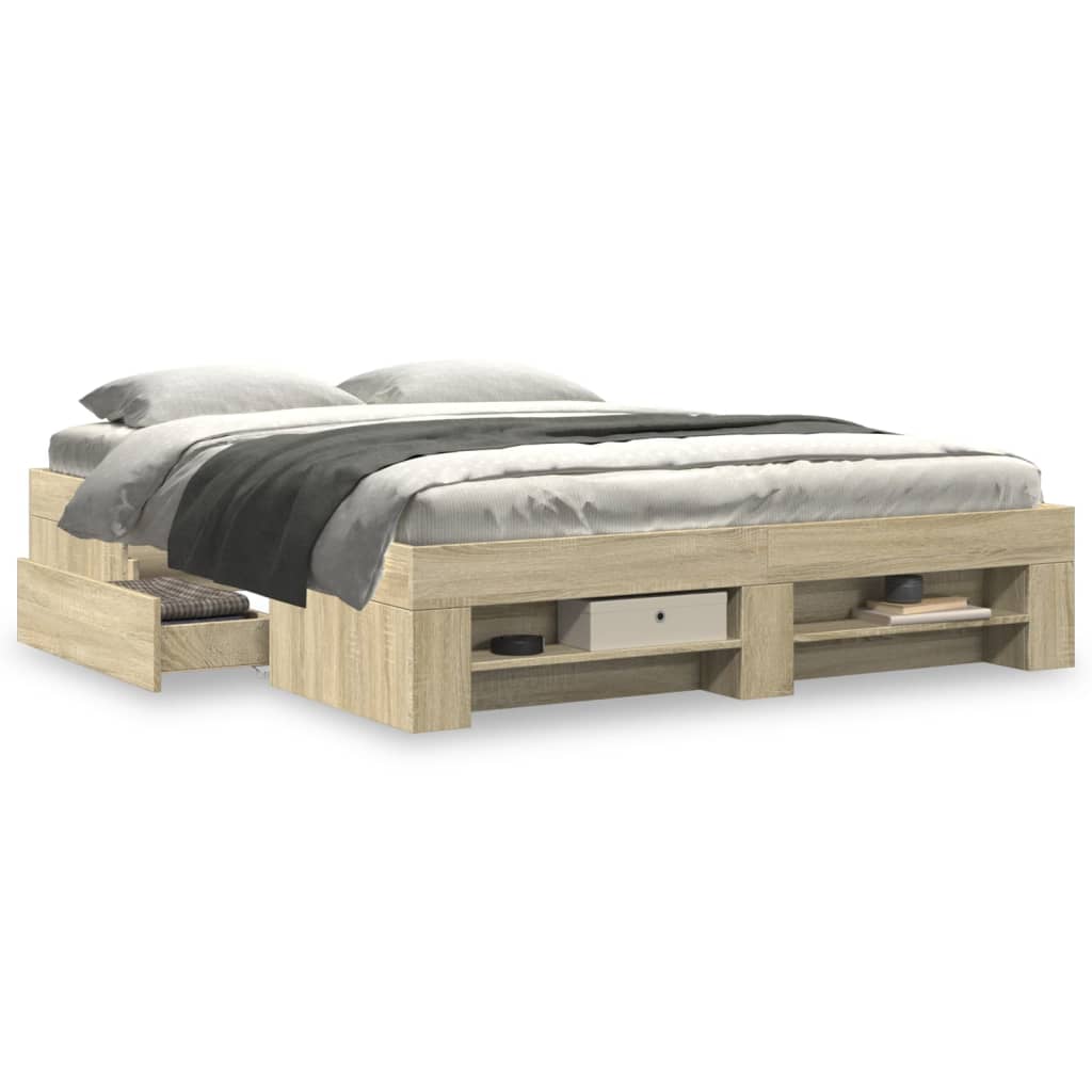 Bettgestell ohne Matratze Sonoma-Eiche 150x200 cm Holzwerkstoff