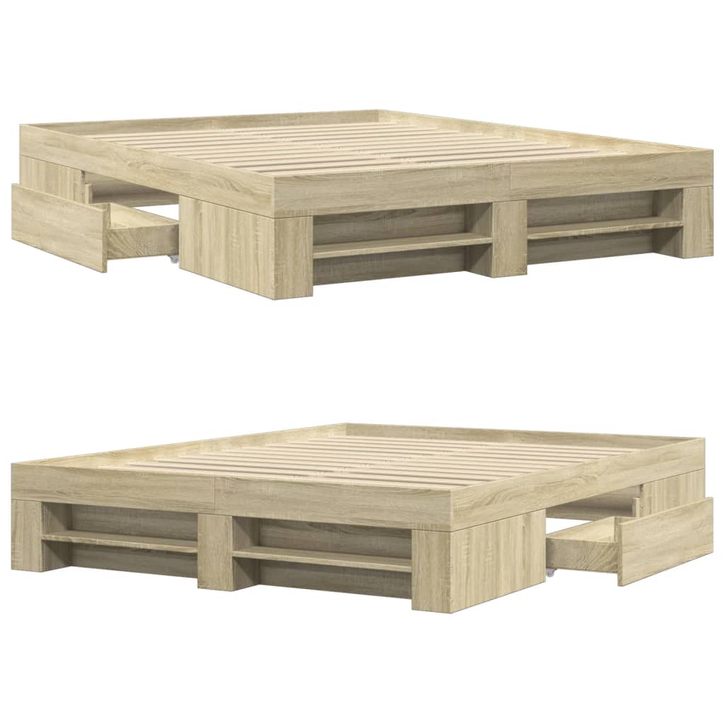 Bettgestell ohne Matratze Sonoma-Eiche 150x200 cm Holzwerkstoff