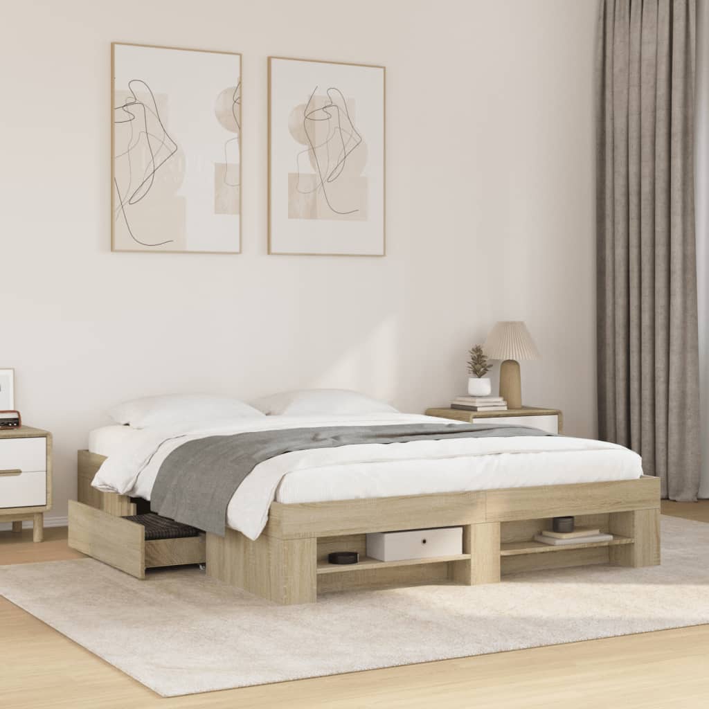 Bettgestell ohne Matratze Sonoma-Eiche 150x200 cm Holzwerkstoff