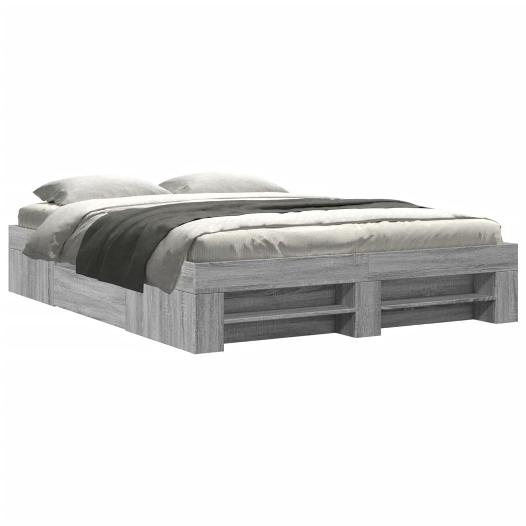 Bed frame Grey Sonoma 150x200 cm wood material