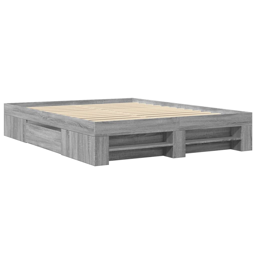Bed frame Grey Sonoma 150x200 cm wood material
