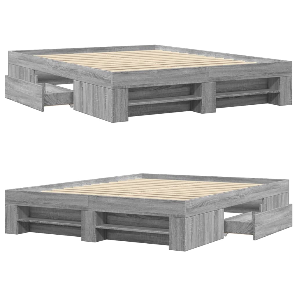 Bed frame Grey Sonoma 150x200 cm wood material