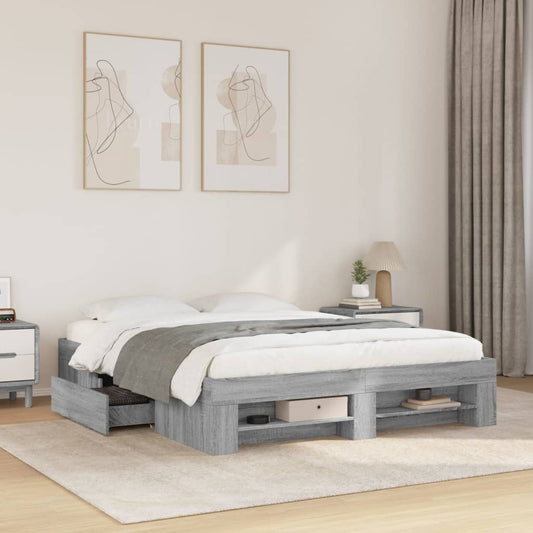 Bed frame Grey Sonoma 150x200 cm wood material