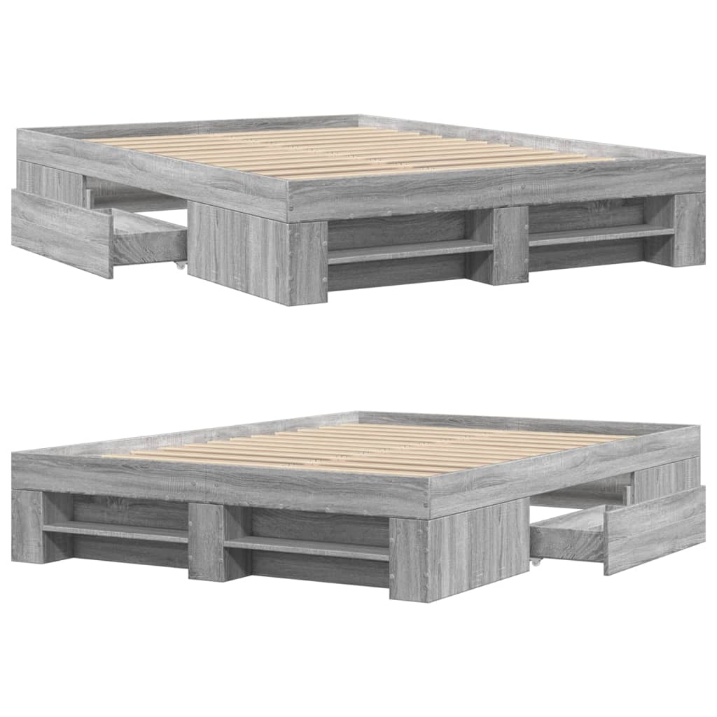 Bed frame Grey Sonoma 140x200 cm wood material