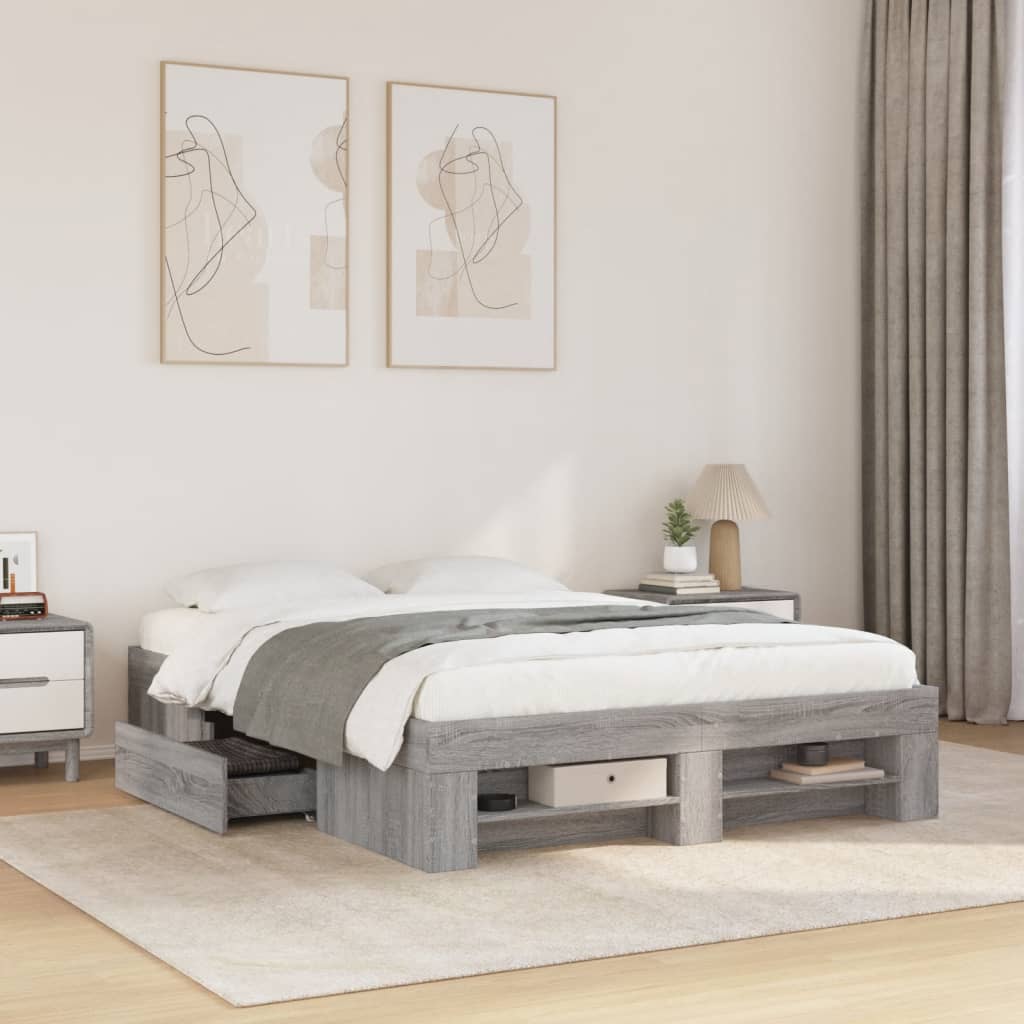 Bed frame Grey Sonoma 140x200 cm wood material
