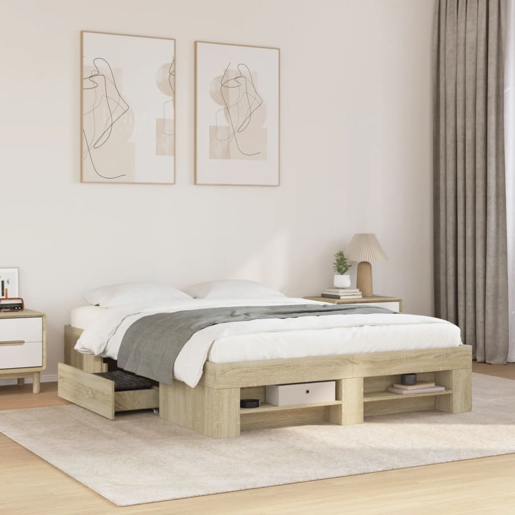 Bettgestell ohne Matratze Sonoma-Eiche 120x200 cm Holzwerkstoff