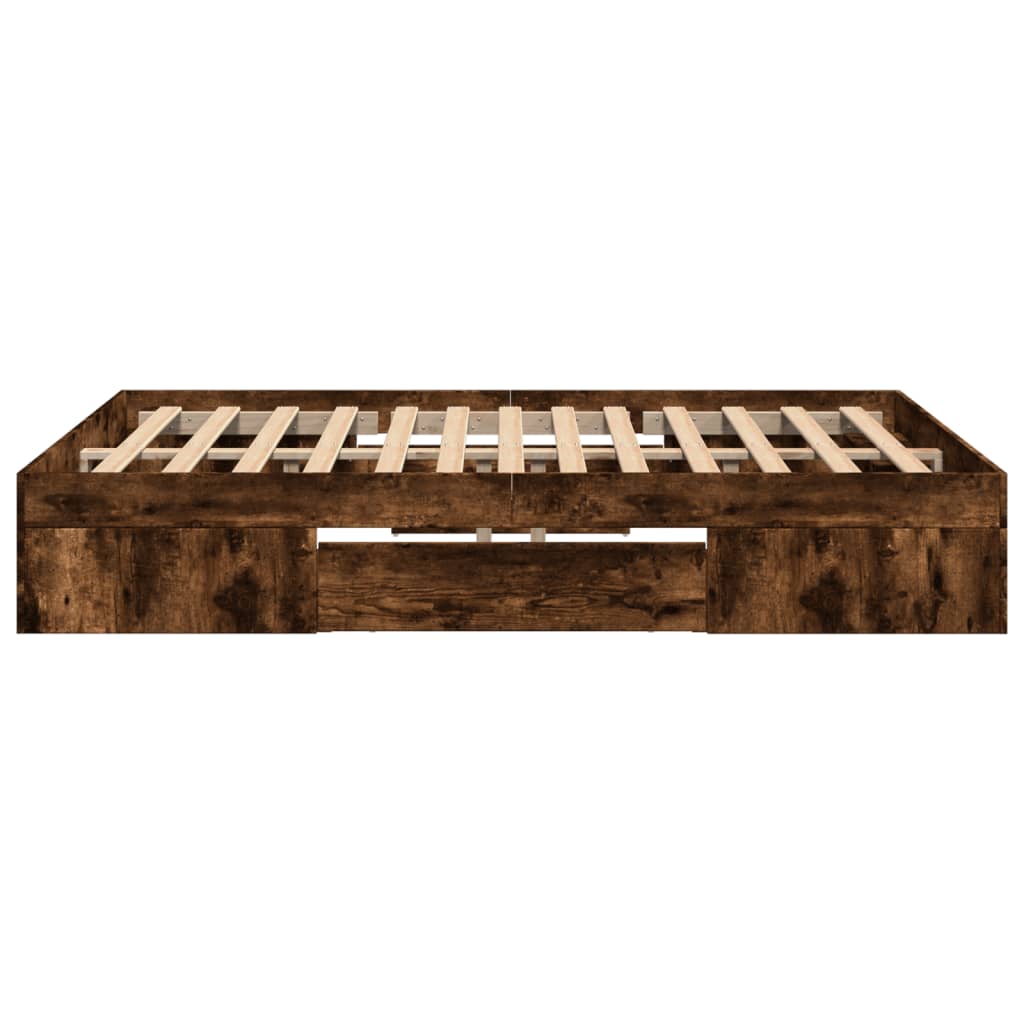 Bettgestell ohne Matratze Räuchereiche 120x200 cm Holzwerkstoff