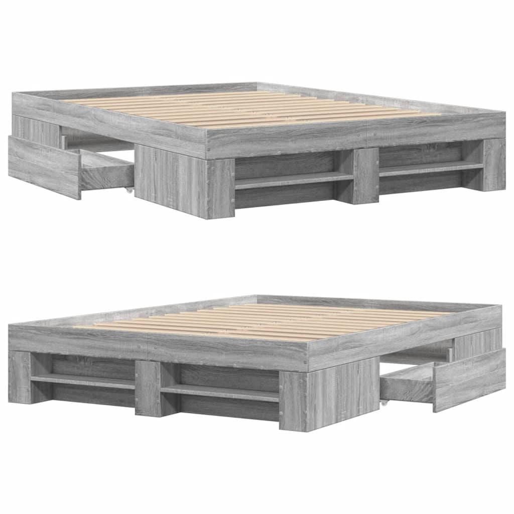 Bed frame Grey Sonoma 120x200 cm wood material