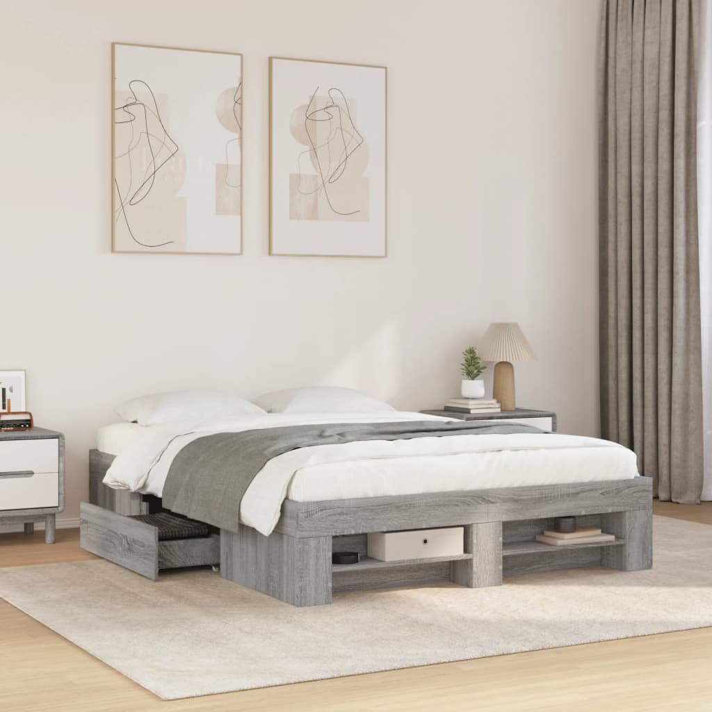 Bed frame Grey Sonoma 120x200 cm wood material
