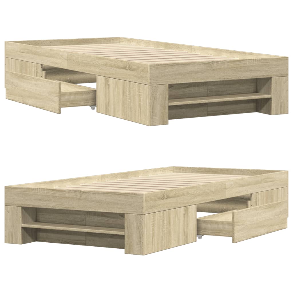 Bettgestell ohne Matratze Sonoma-Eiche 100x200 cm Holzwerkstoff