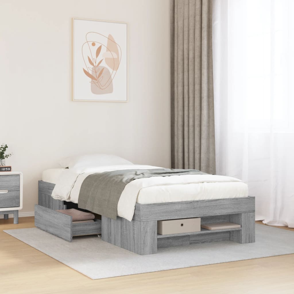 Cadre de lit Sonoma gris 90x200 cm en bois