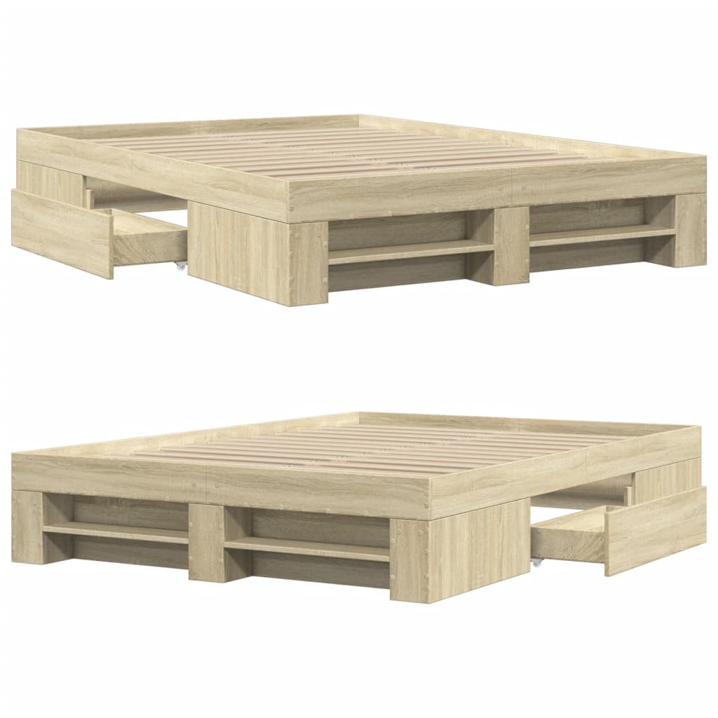 Bettgestell ohne Matratze Sonoma-Eiche 140x190 cm Holzwerkstoff