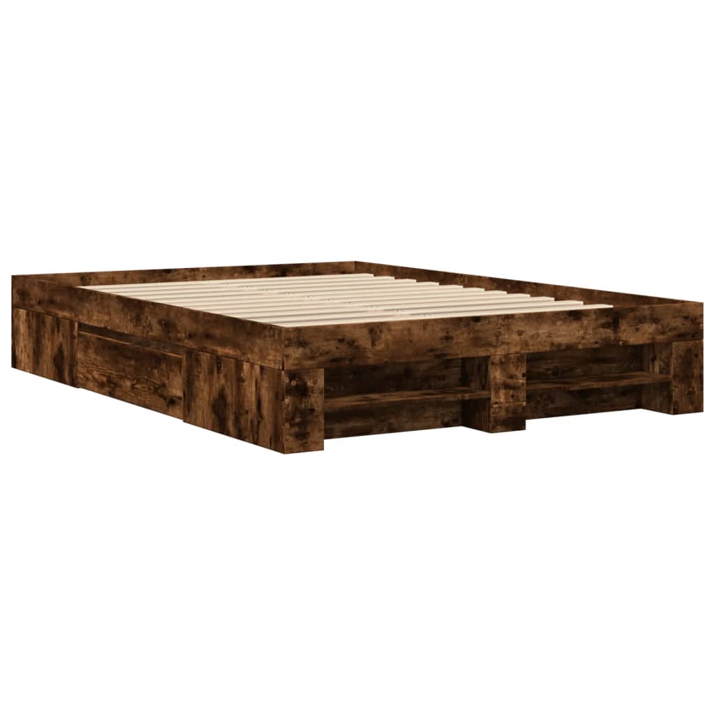 Bettgestell ohne Matratze Räuchereiche 140x190 cm Holzwerkstoff