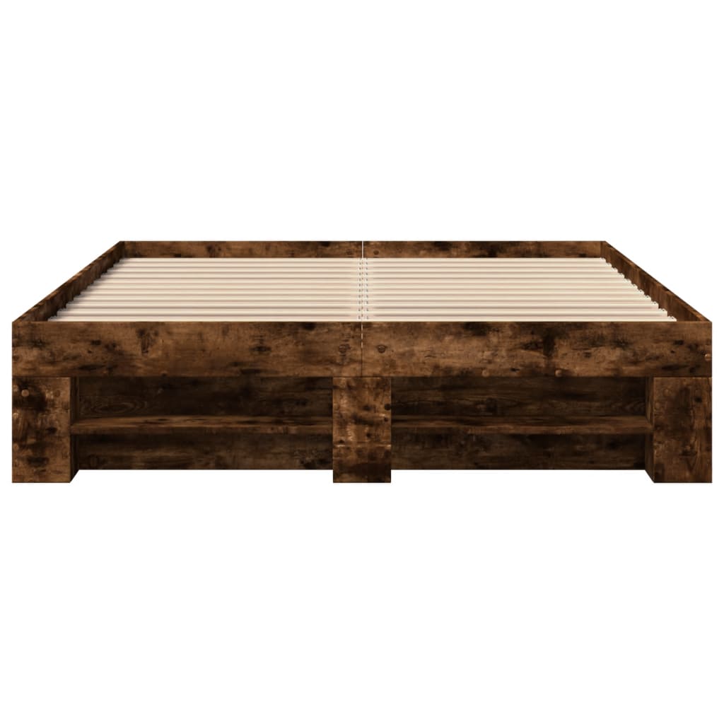 Bettgestell ohne Matratze Räuchereiche 140x190 cm Holzwerkstoff