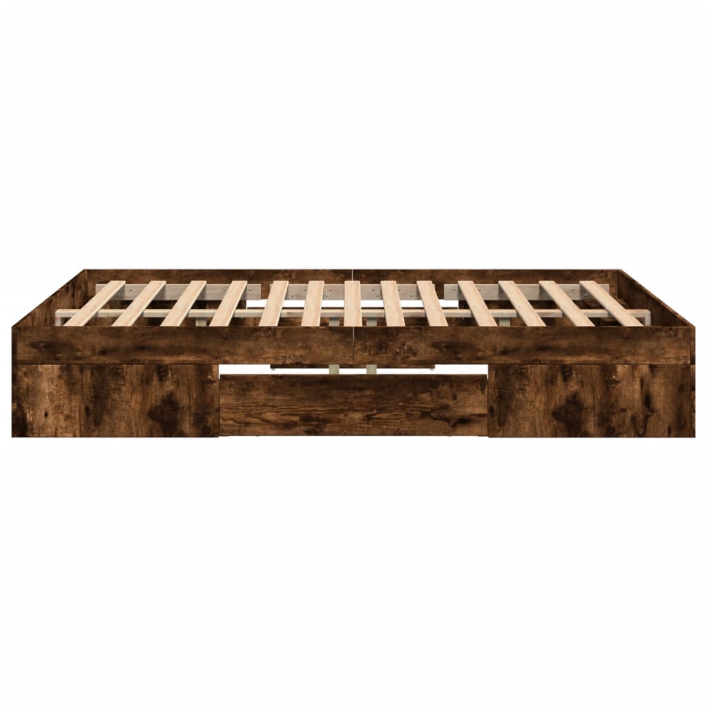 Bettgestell ohne Matratze Räuchereiche 140x190 cm Holzwerkstoff
