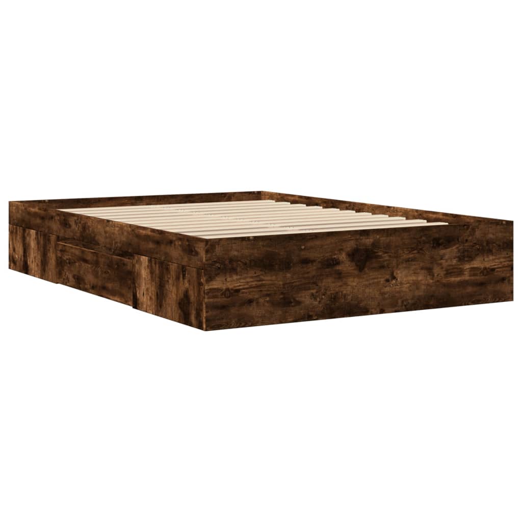 Bettgestell ohne Matratze Räuchereiche 140x190 cm Holzwerkstoff