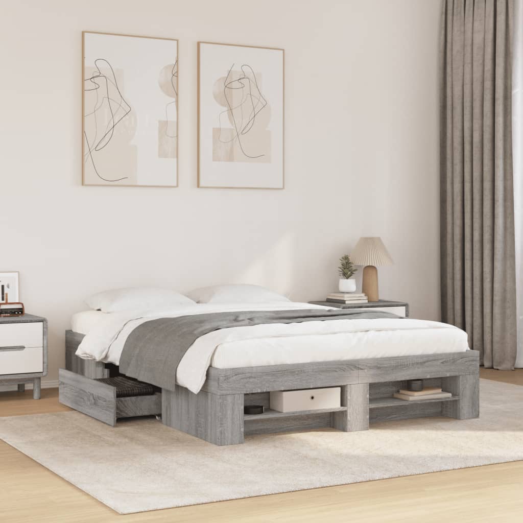 Bed frame Grey Sonoma 140x190 cm wood material