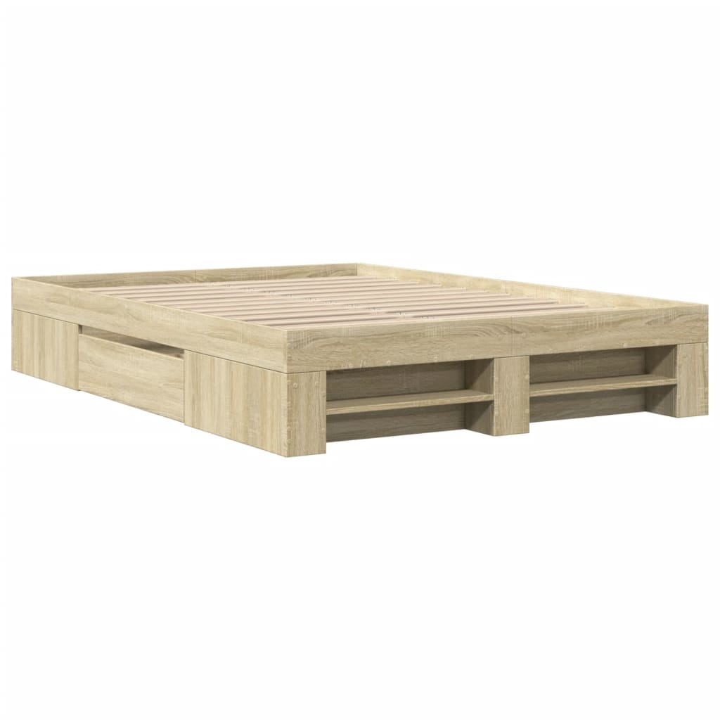 Bettgestell Sonoma-Eiche 135x190 cm Holzwerkstoff