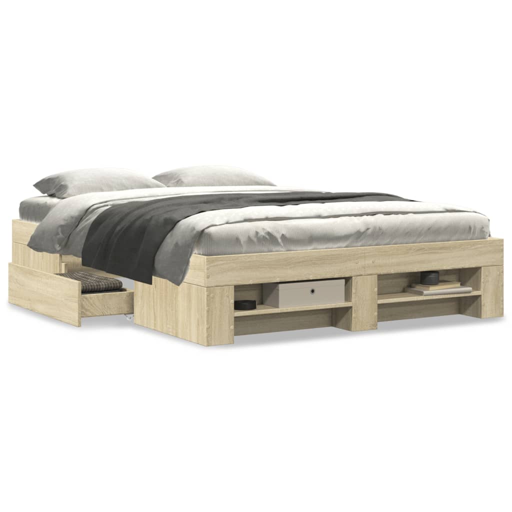 Bettgestell Sonoma-Eiche 135x190 cm Holzwerkstoff