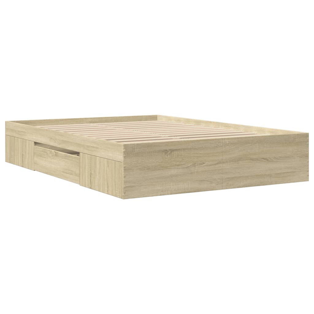 Bettgestell Sonoma-Eiche 135x190 cm Holzwerkstoff