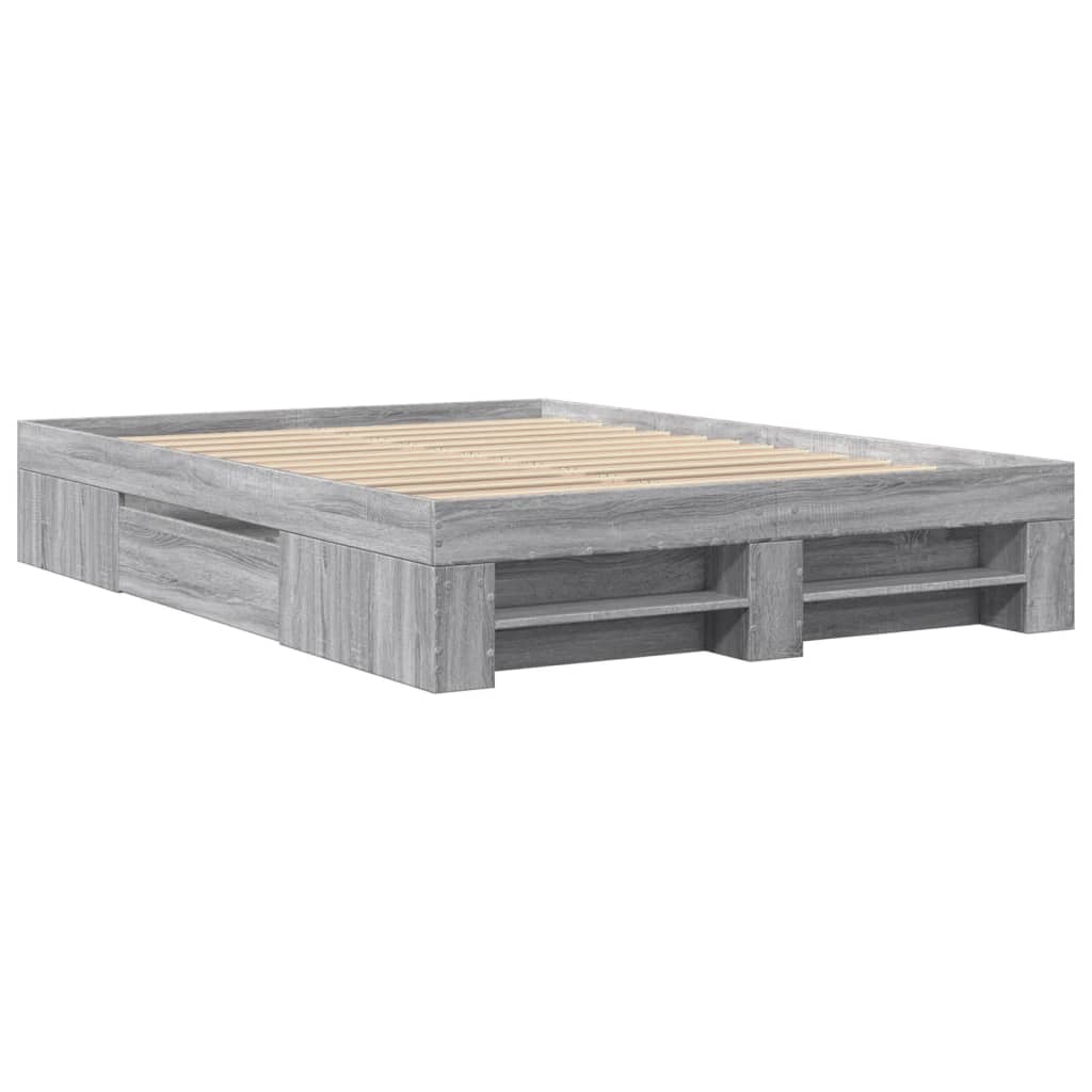 Bettgestell Grau Sonoma 135x190 cm Holzwerkstoff