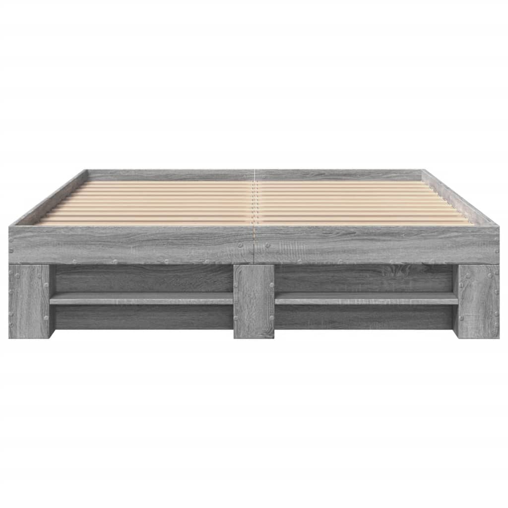 Bettgestell Grau Sonoma 135x190 cm Holzwerkstoff