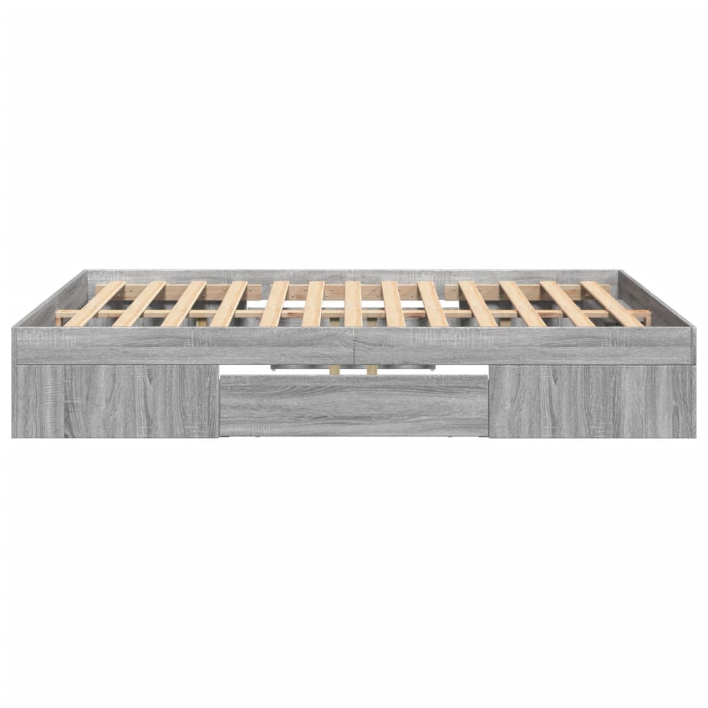 Bettgestell Grau Sonoma 135x190 cm Holzwerkstoff