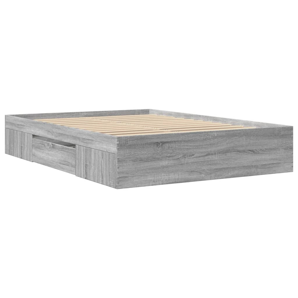 Bettgestell Grau Sonoma 135x190 cm Holzwerkstoff