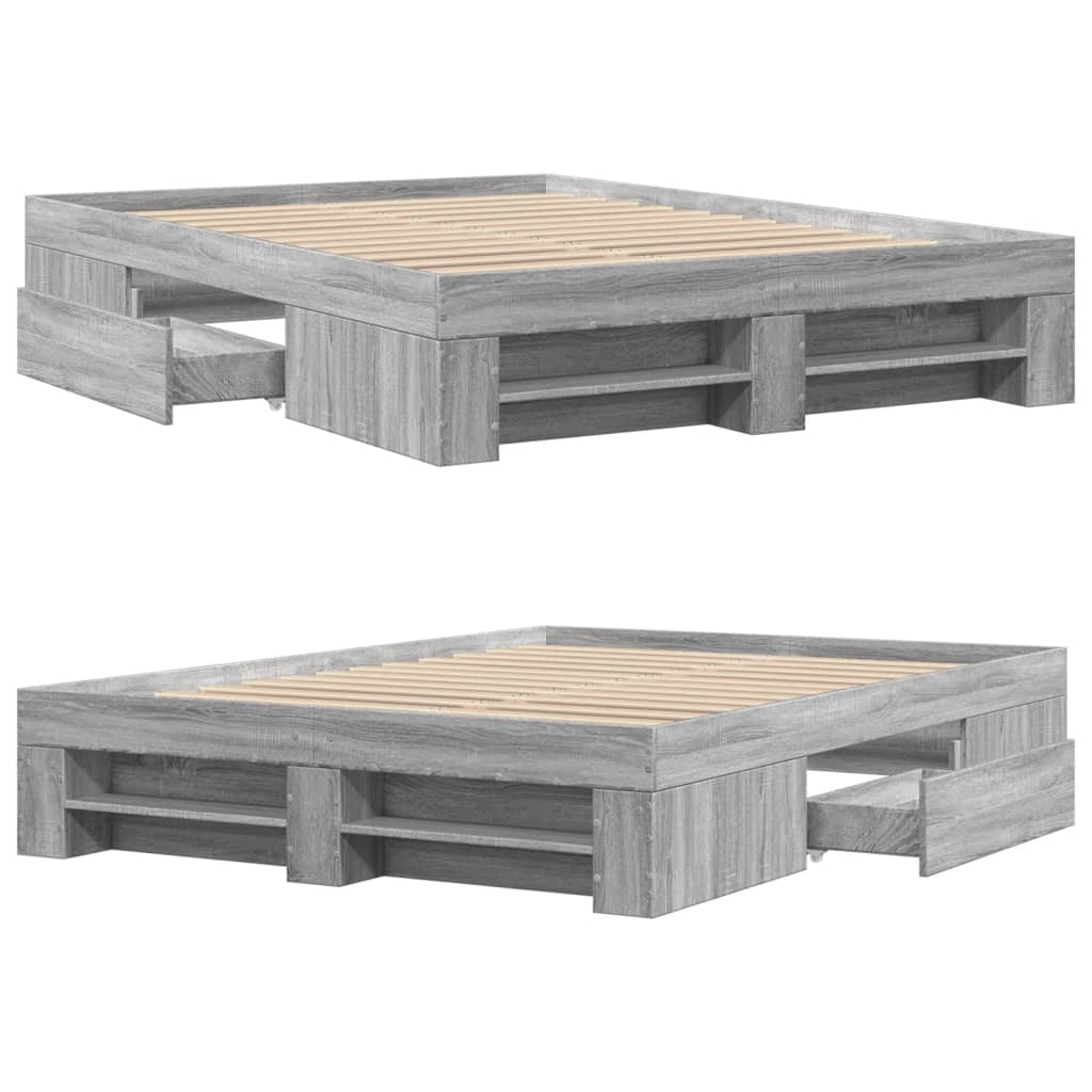 Bed frame Grey Sonoma 120x190 cm wood material