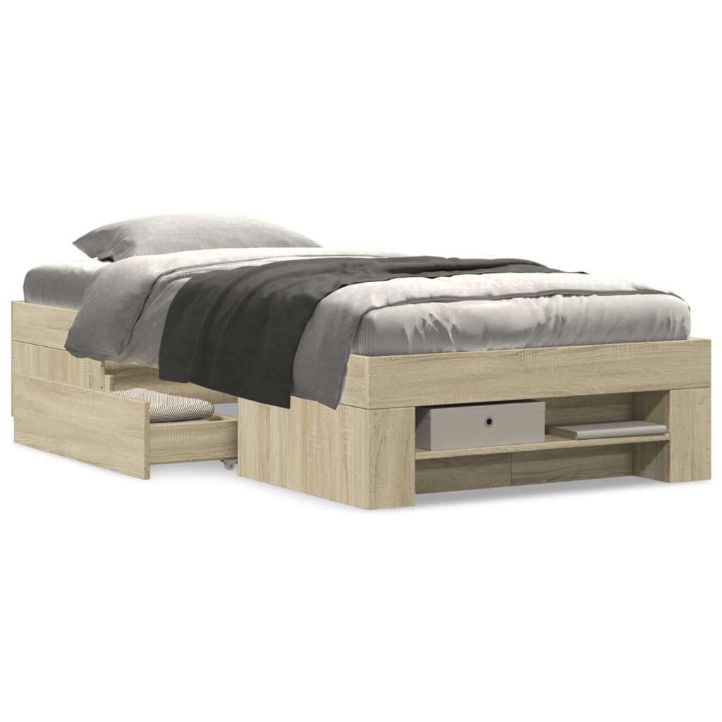 Bettgestell ohne Matratze Sonoma-Eiche 90x190 cm Holzwerkstoff