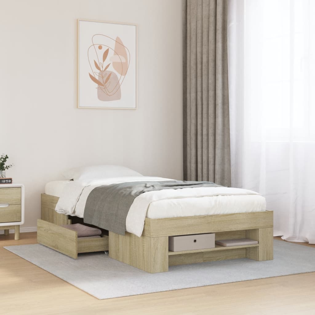 Bettgestell ohne Matratze Sonoma-Eiche 90x190 cm Holzwerkstoff