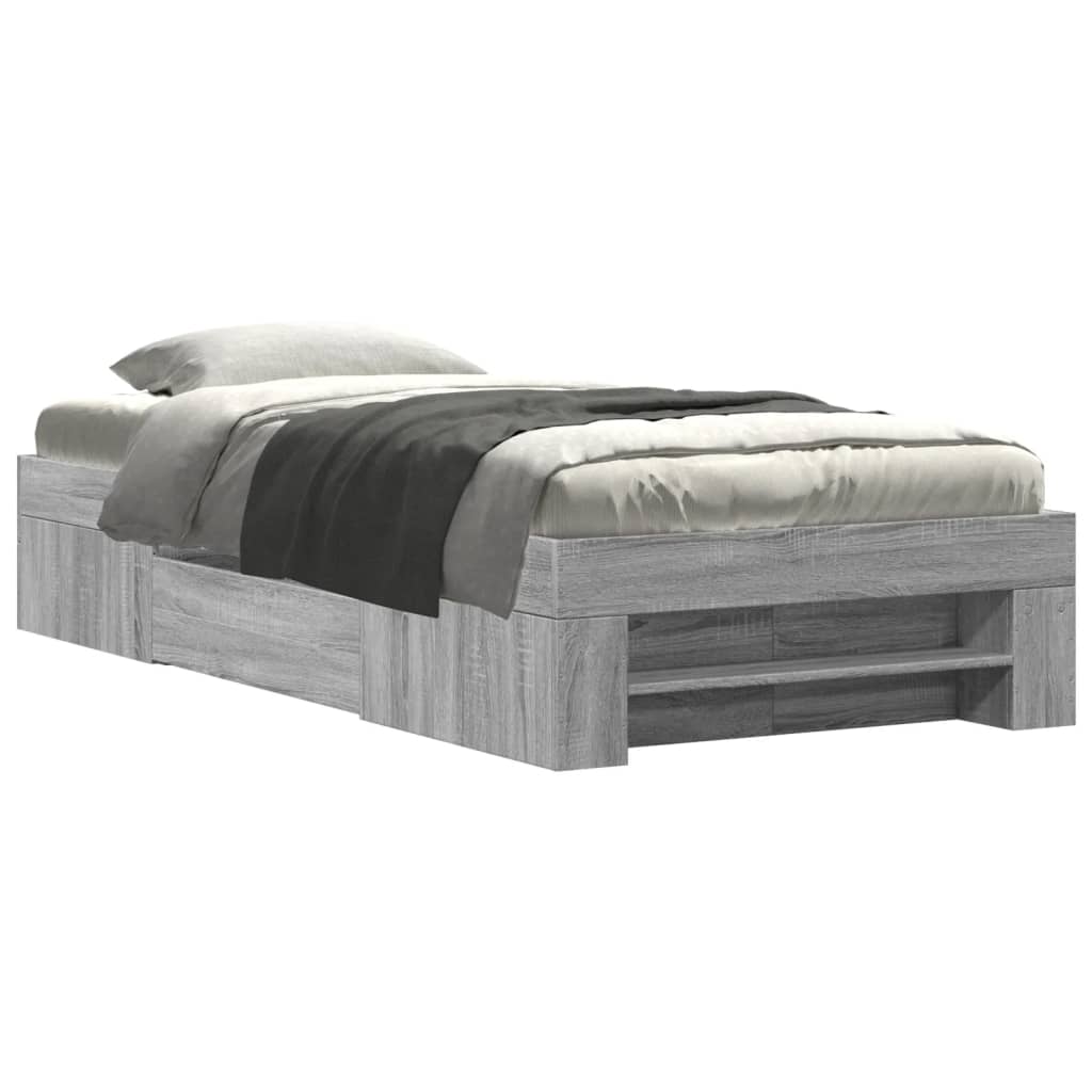 Bed frame Grey Sonoma 75x190 cm wood material