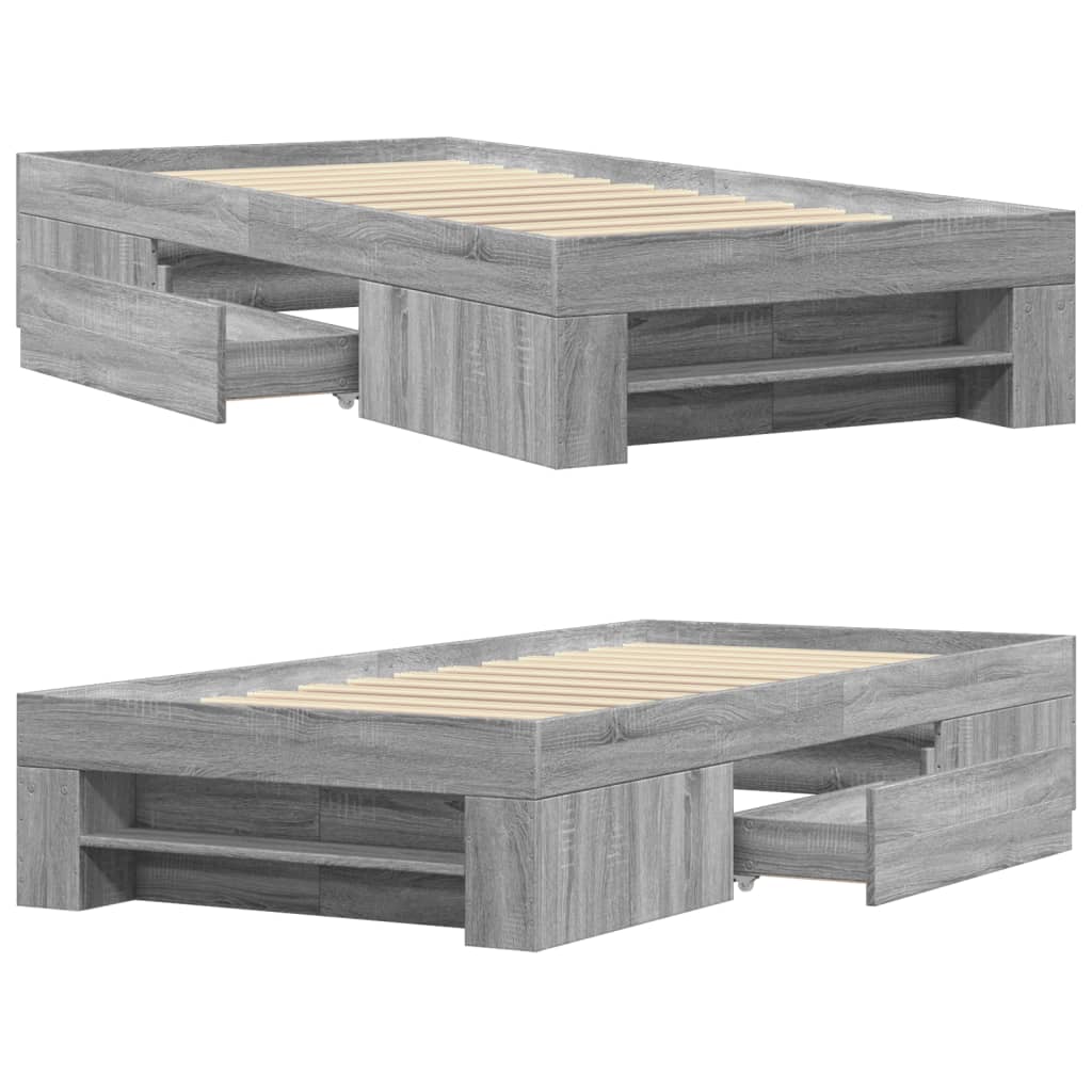 Bed frame Grey Sonoma 75x190 cm wood material