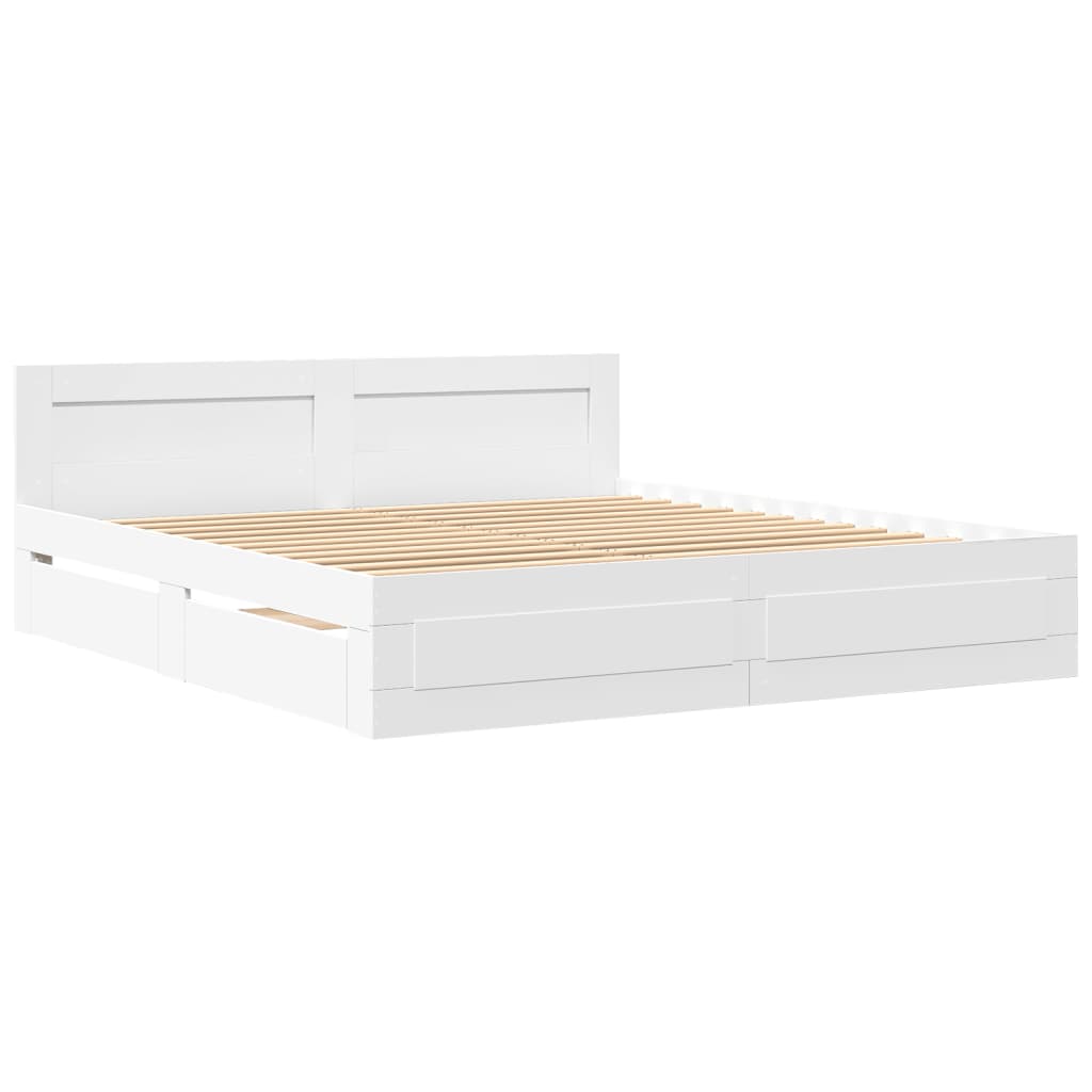 Bed frame with headboard without mattress white 180x200 cm