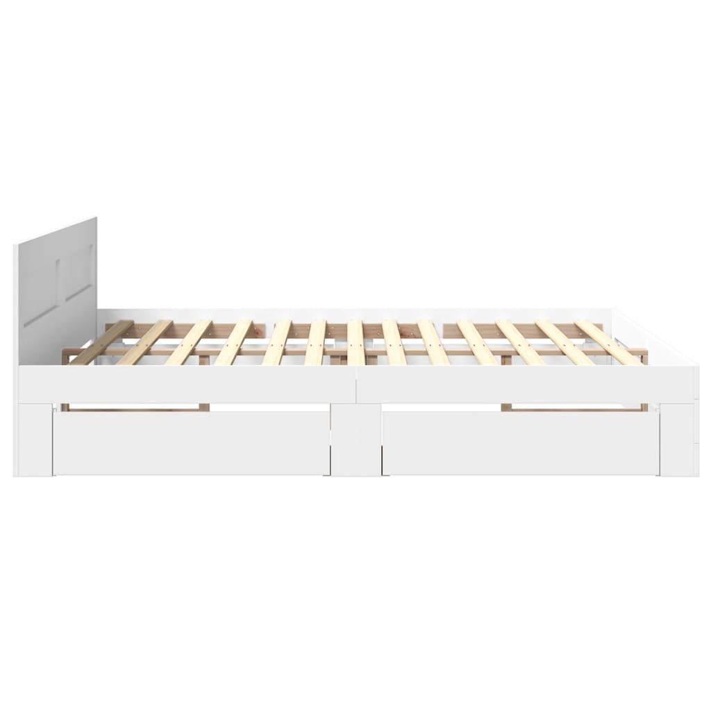 Bed frame with headboard without mattress white 180x200 cm