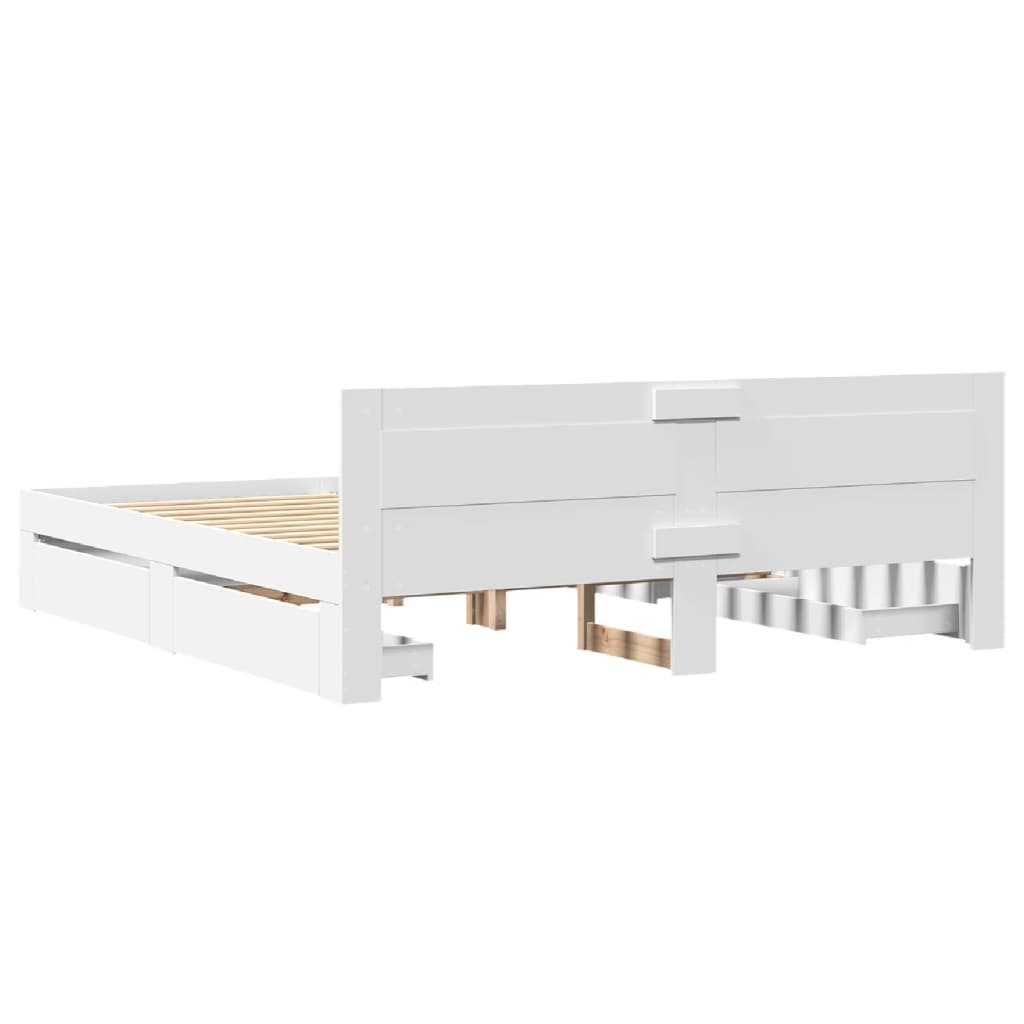 Bed frame with headboard without mattress white 180x200 cm