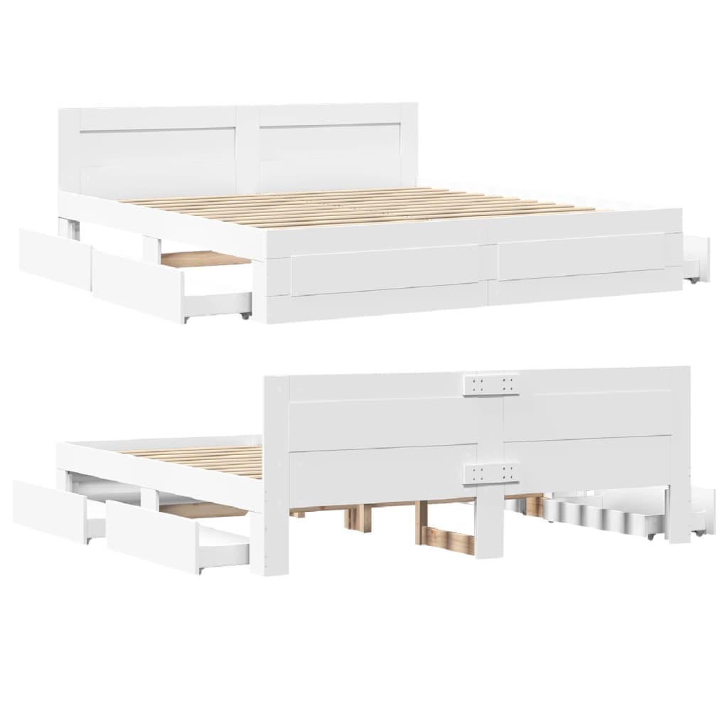 Bed frame with headboard without mattress white 180x200 cm