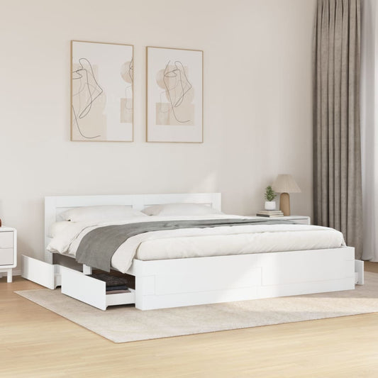 Bed frame with headboard without mattress white 180x200 cm