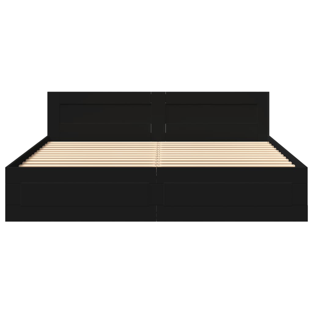 Bed frame with headboard without mattress black 180x200 cm